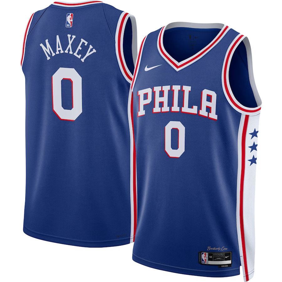 Men Philadelphia 76ers 0 Tyrese Maxey Nike Royal 2022-23 Swingman NBA Jersey